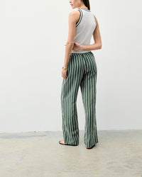 Pantalon large à rayures - Kaki