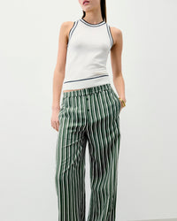 Pantalon large à rayures - Kaki