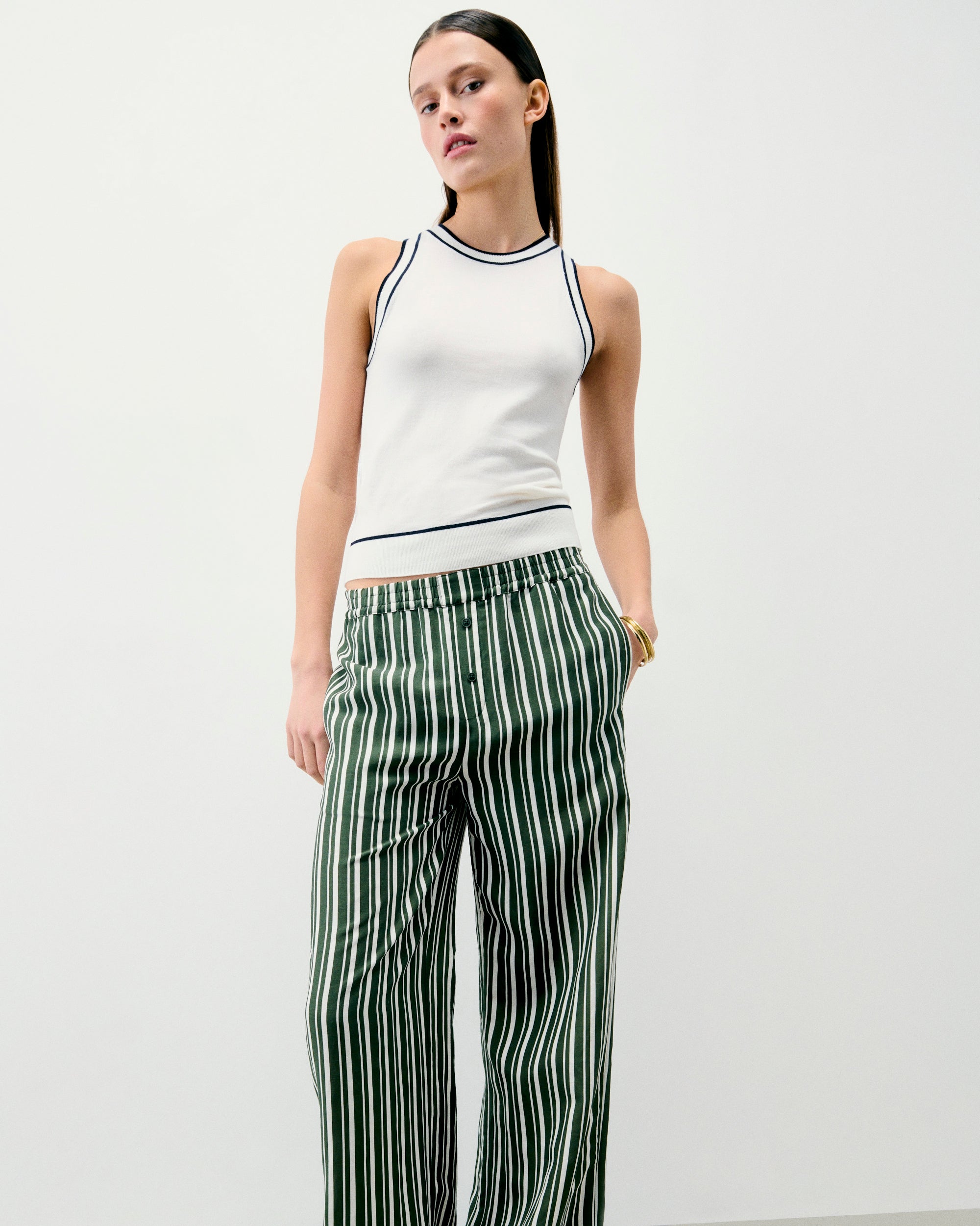 KAKI STRIPES / NEW / QTY : 9 / Pantalon Large - Kaki Stripes
