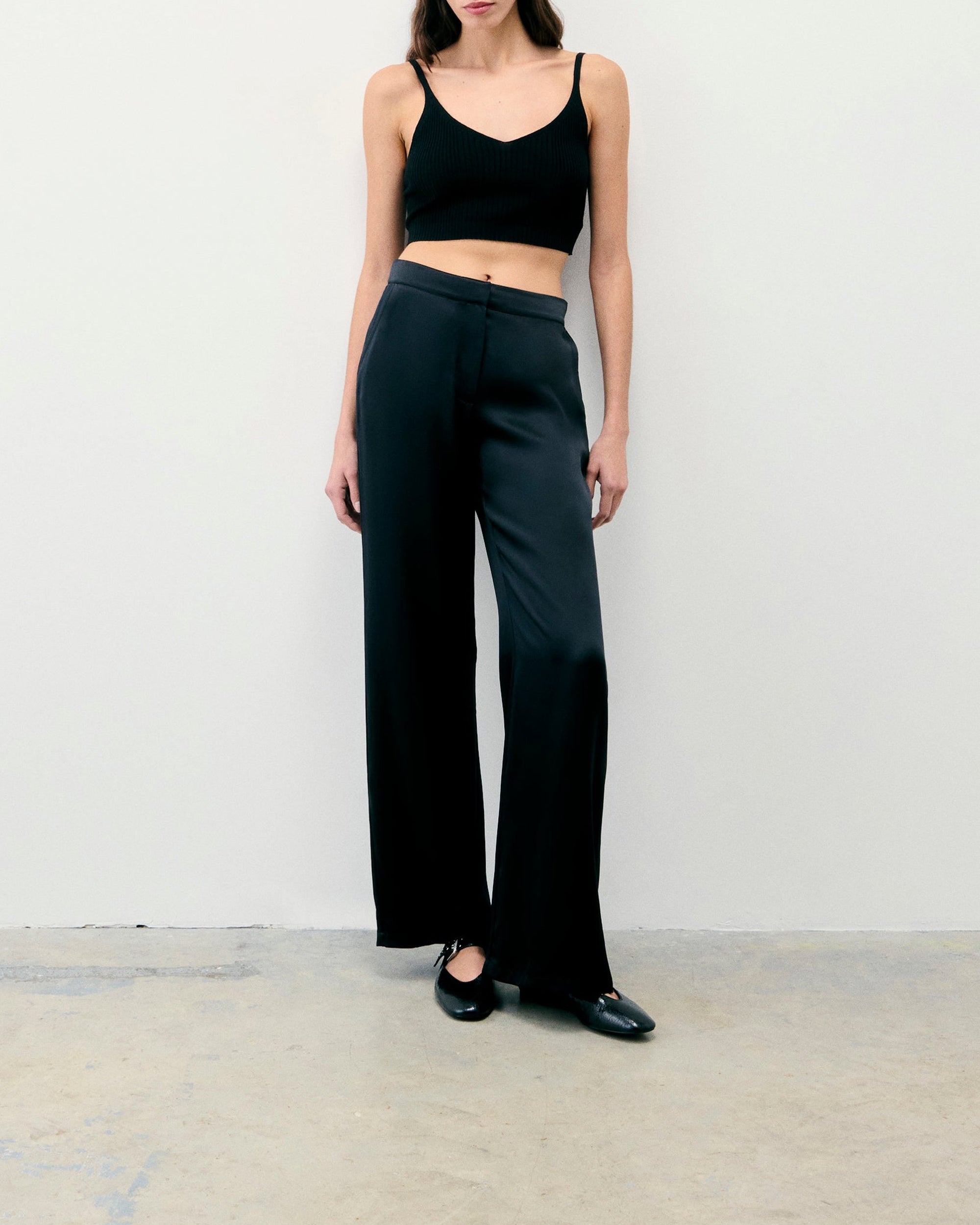 Pantalon large en soie - Noir