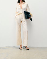 Pantalon large en soie - Champagne Jacquard