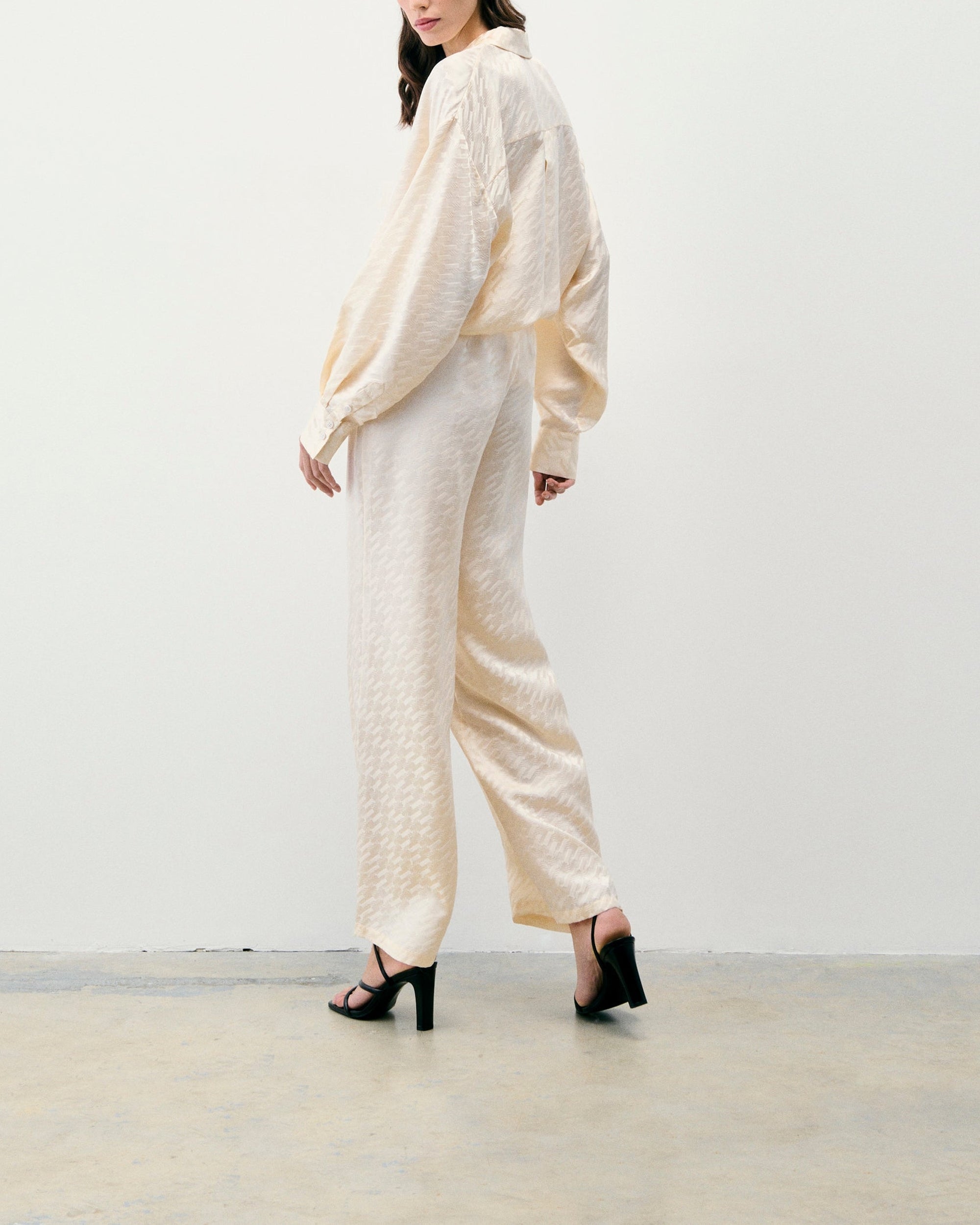 Pantalon large en soie - Champagne Jacquard