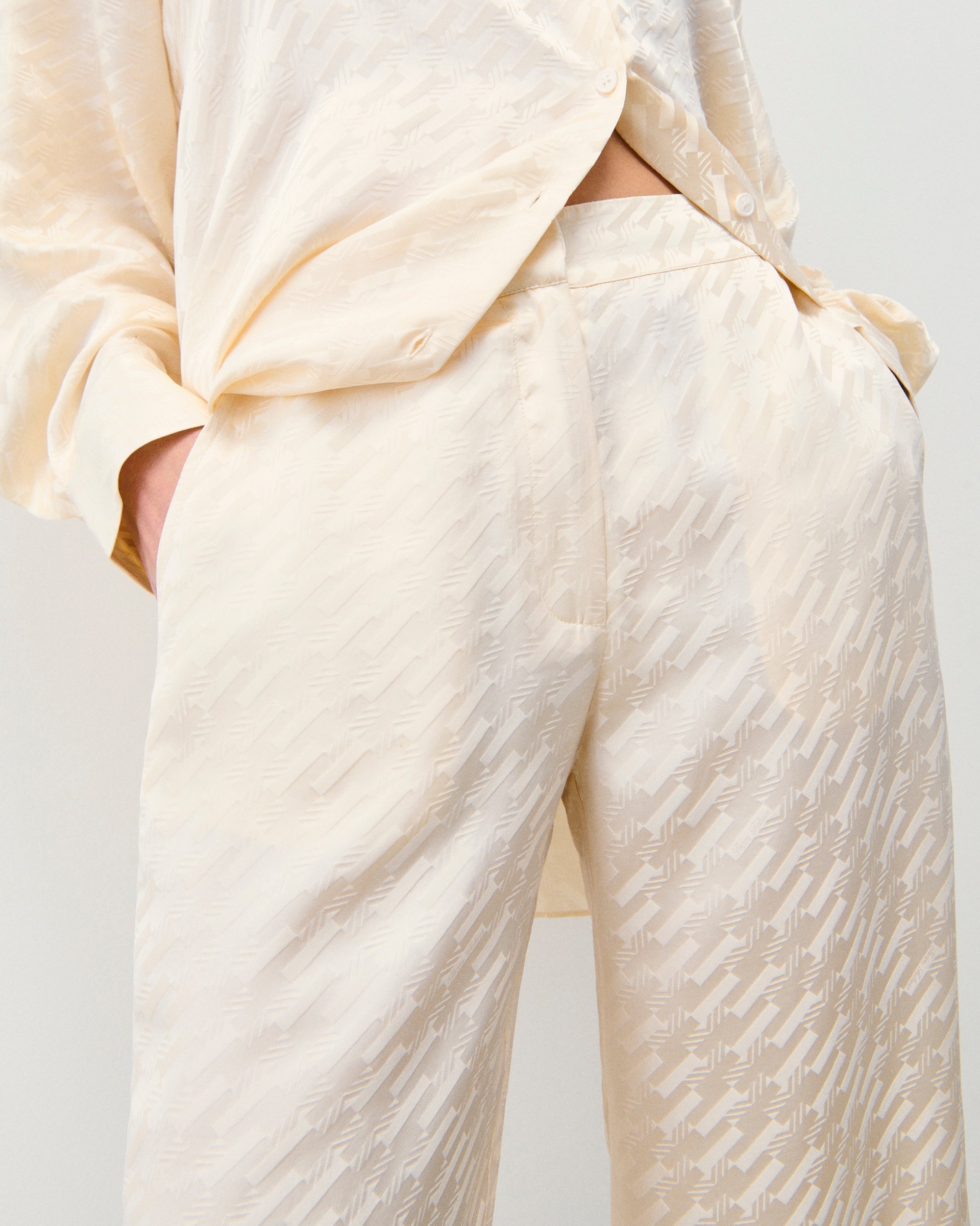 Pantalon large en soie - Champagne Jacquard