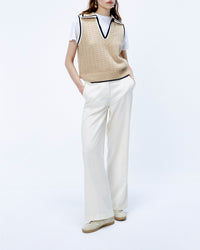 Pantalon large zippé - Ecru