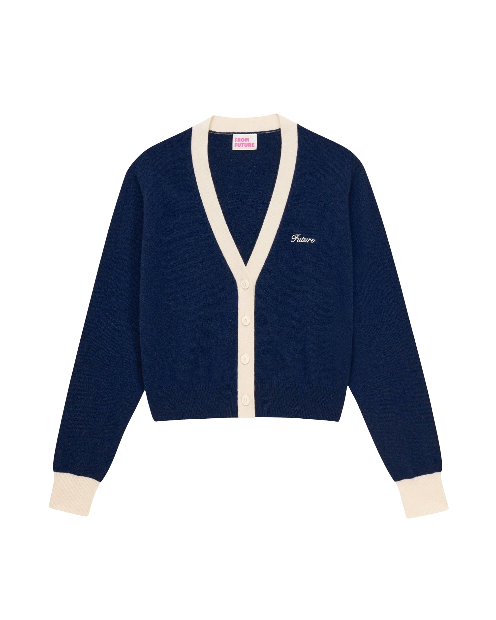 Cardigan bicolore en cachemire - College Blue