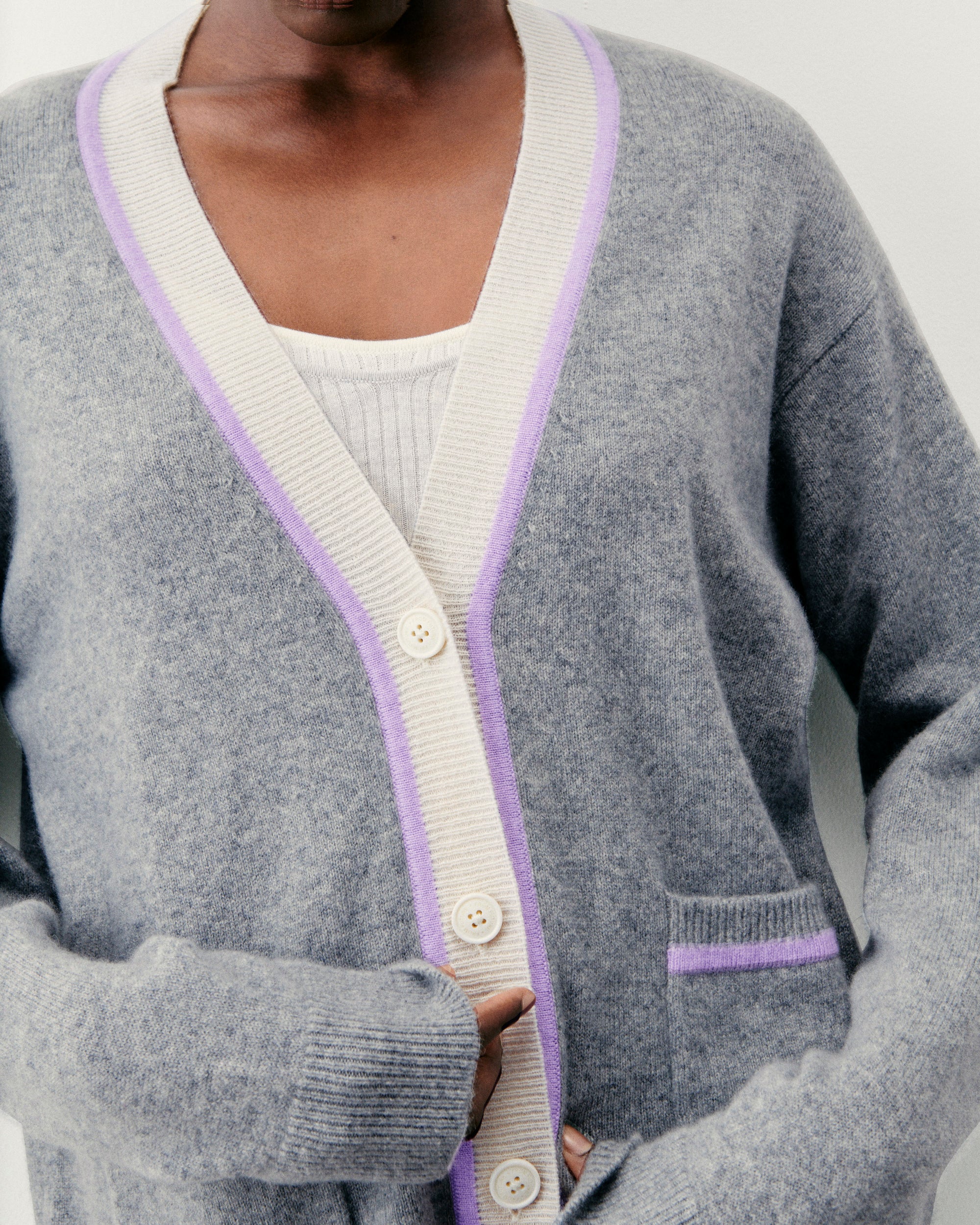 Cardigan en cachemire - Gris Chiné Foncé