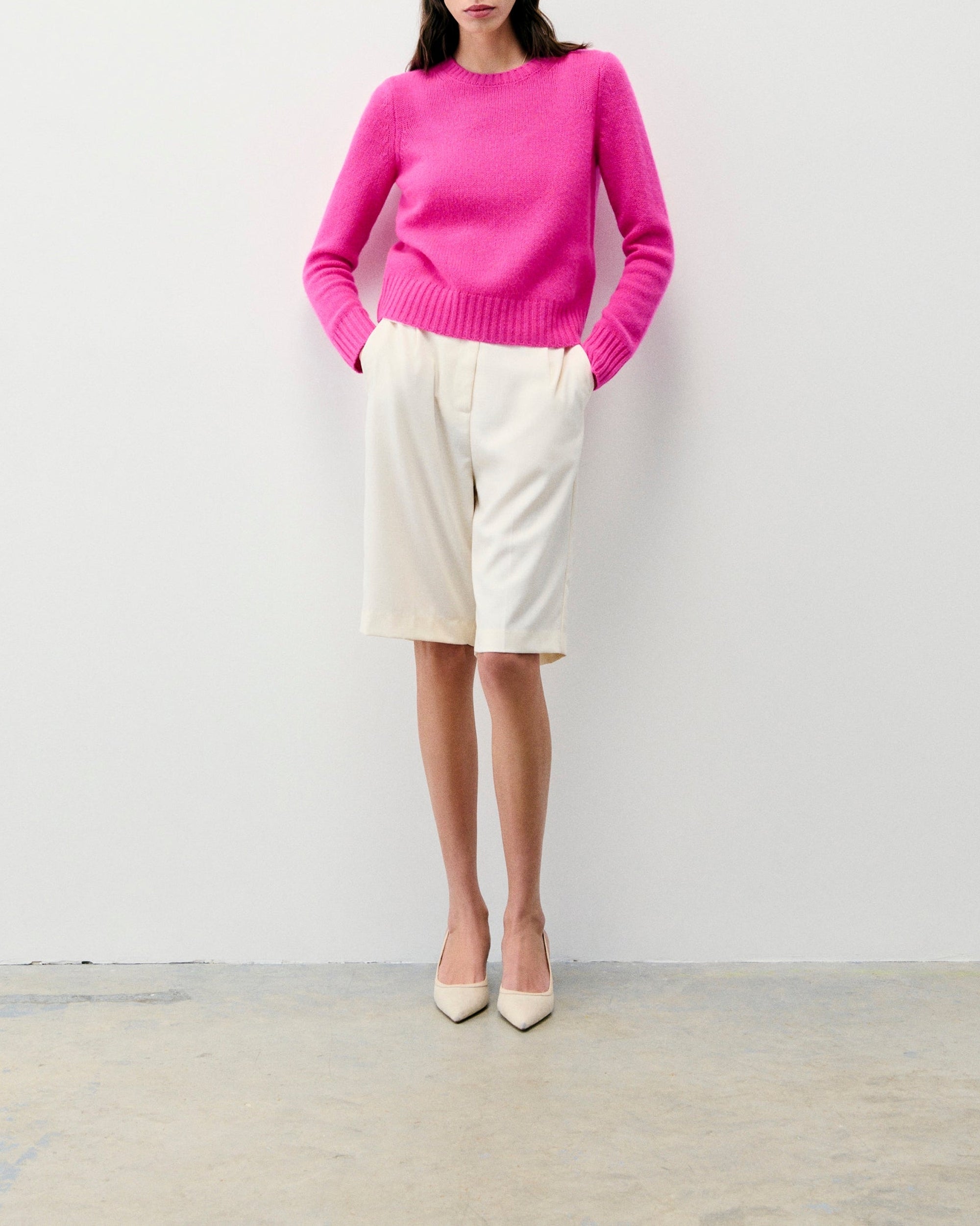 Pull à col rond en cachemire - Fuschia Pink