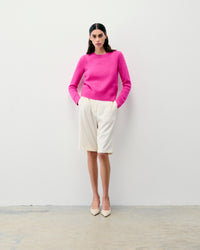 FUSCHIA PINK MOULINÉ / NEW / QTY : 1 / Pull Col Rond Court - Fuschia Pink Mouliné