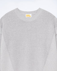 GRIS CHINE CLAIR / NEW / QTY : 16 / Pull Col Rond Maille Perlée - Gris Chine Clair
