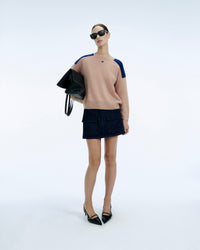 Y. ONLY PORTE / TROPICAL CAMEL / NEW / QTY : 1 / Pull Col Rond Bicolore et Broderie - Tropical Camel