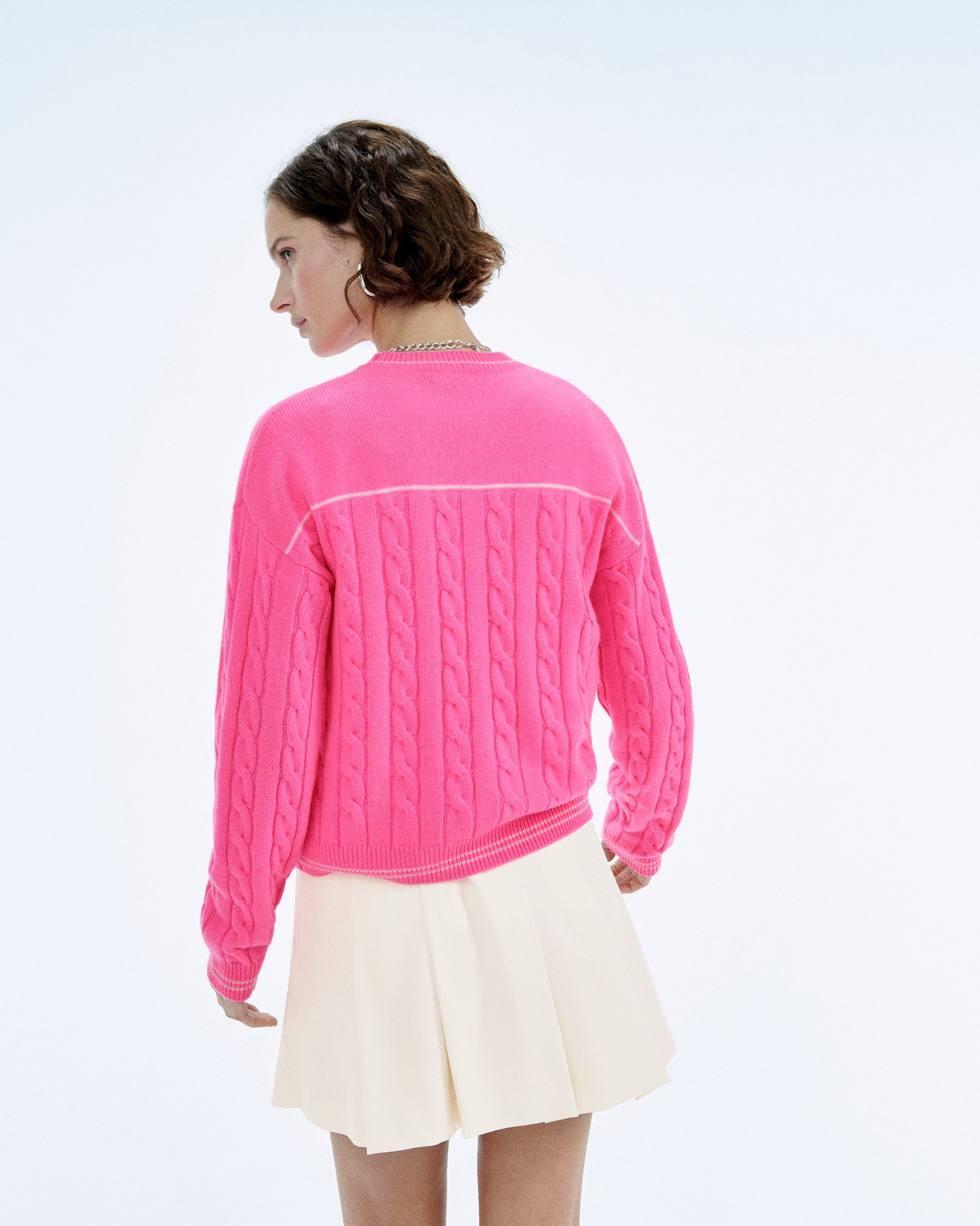 MAGIC PINK / NEW / QTY : 3 / Pull Col Rond Torsades Future - Magic Pink