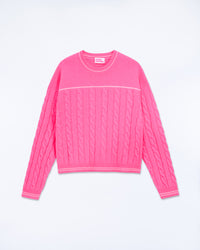 MAGIC PINK / NEW / QTY : 3 / Pull Col Rond Torsades Future - Magic Pink