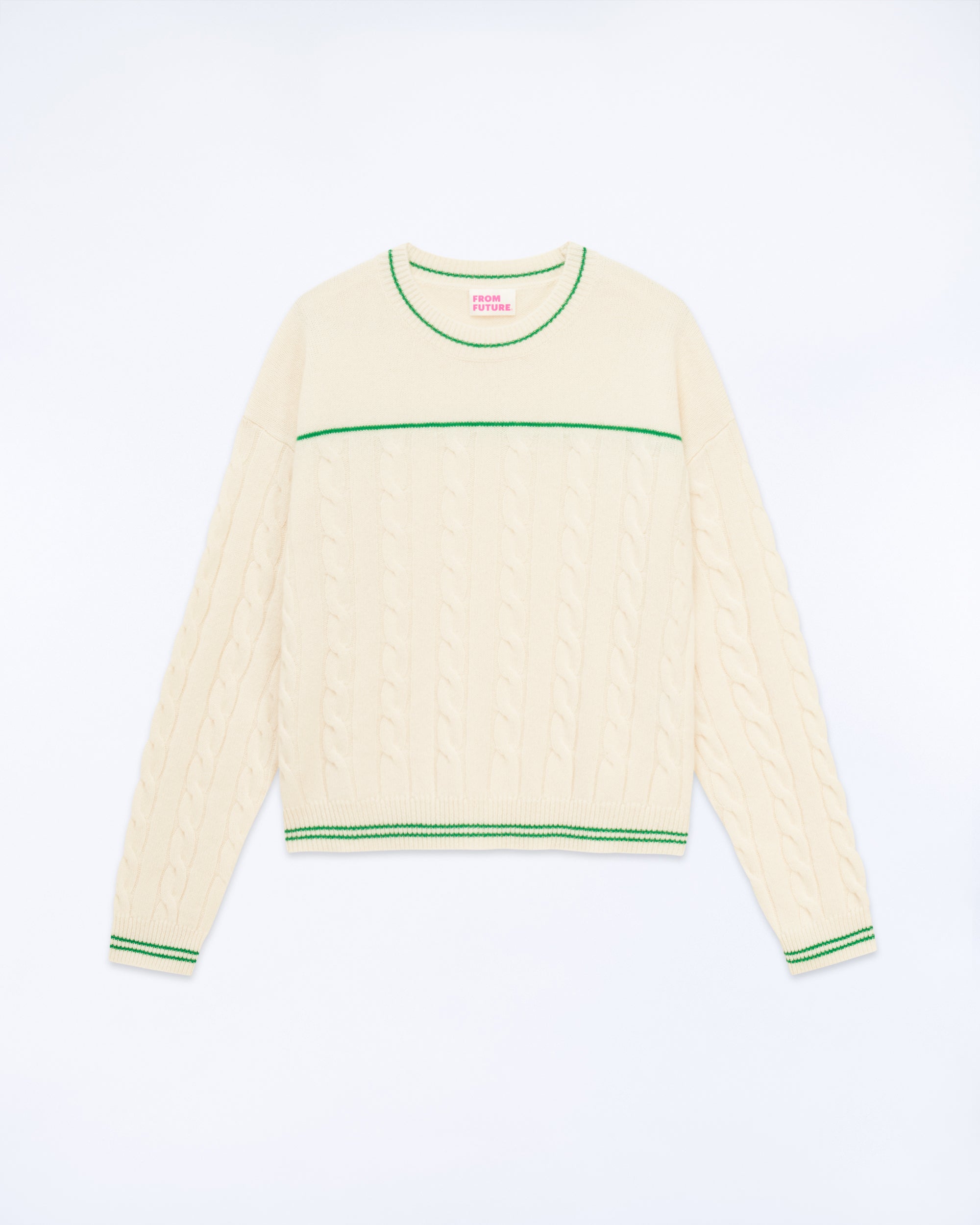 ECRU / NEW / QTY : 1 / Pull Col Rond Torsades Future - Ecru