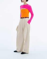 Merino wool round-neck jumper - Beach Orange