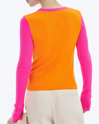 Merino wool round-neck jumper - Beach Orange