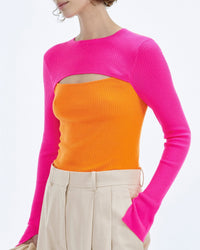 Merino wool round-neck jumper - Beach Orange
