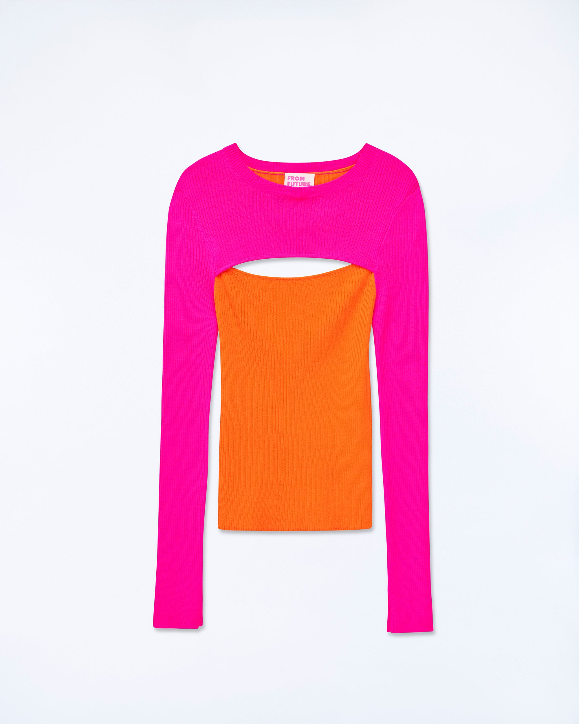 BEACH ORANGE / NEW / QTY : 1 / Pull Col Rond Côtelé - Beach Orange