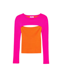 Merino wool round-neck jumper - Beach Orange