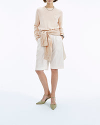 Pull à col rond Coeur brodé en cachemire - Light Beige