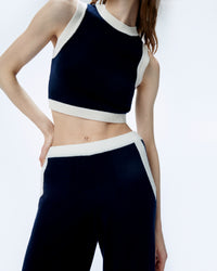 NAVY / NEW / QTY : 1 / Pull Sans Manche Bicolore - Navy