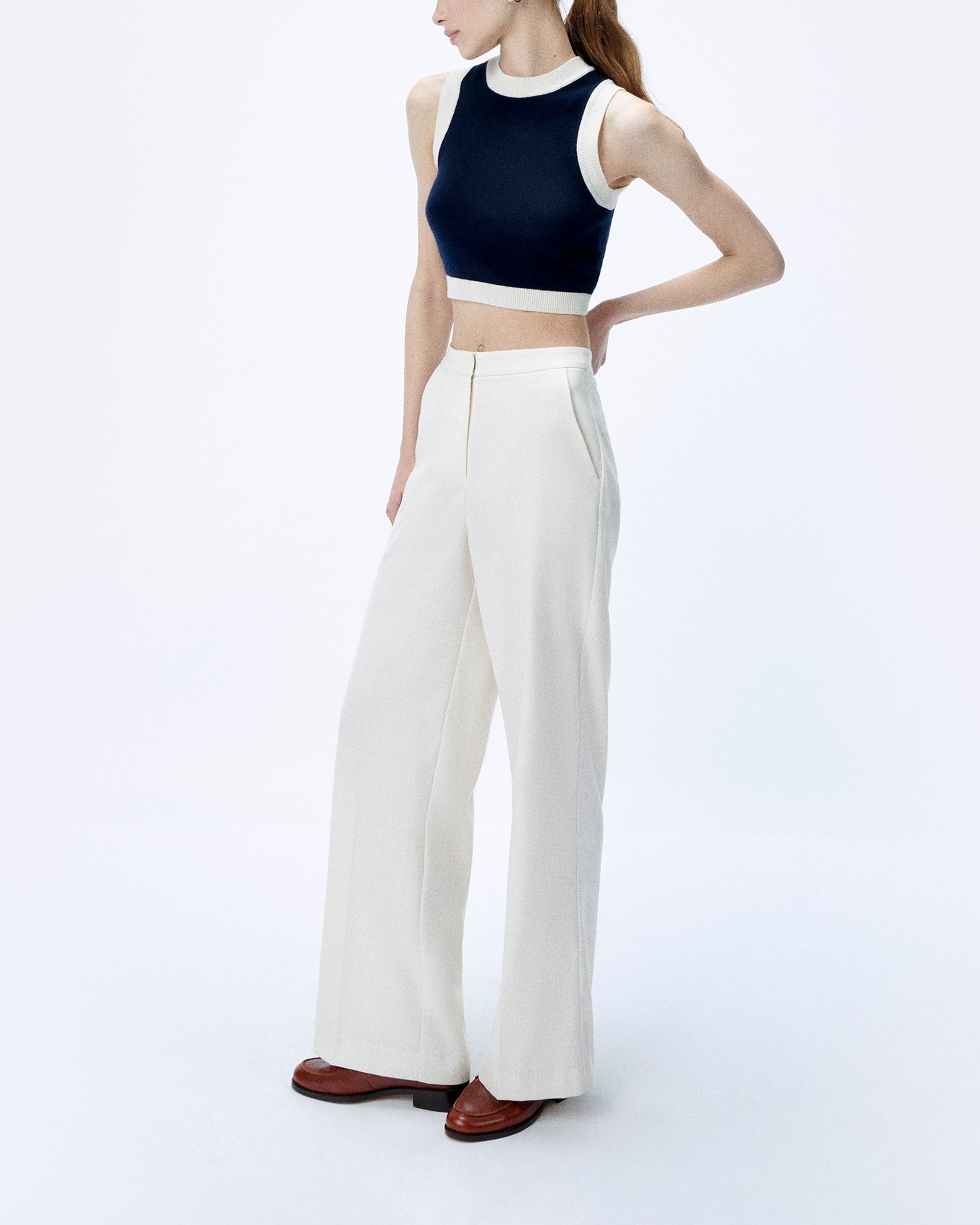 Pull sans manche en cachemire - Navy