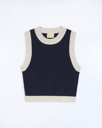 NAVY / NEW / QTY : 1 / Pull Sans Manche Bicolore - Navy