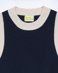 NAVY / NEW / QTY : 1 / Pull Sans Manche Bicolore - Navy