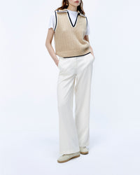 Pull sans manches ajouré en cachemire - Beige