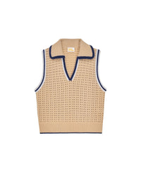 Pull sans manches ajouré en cachemire - Beige