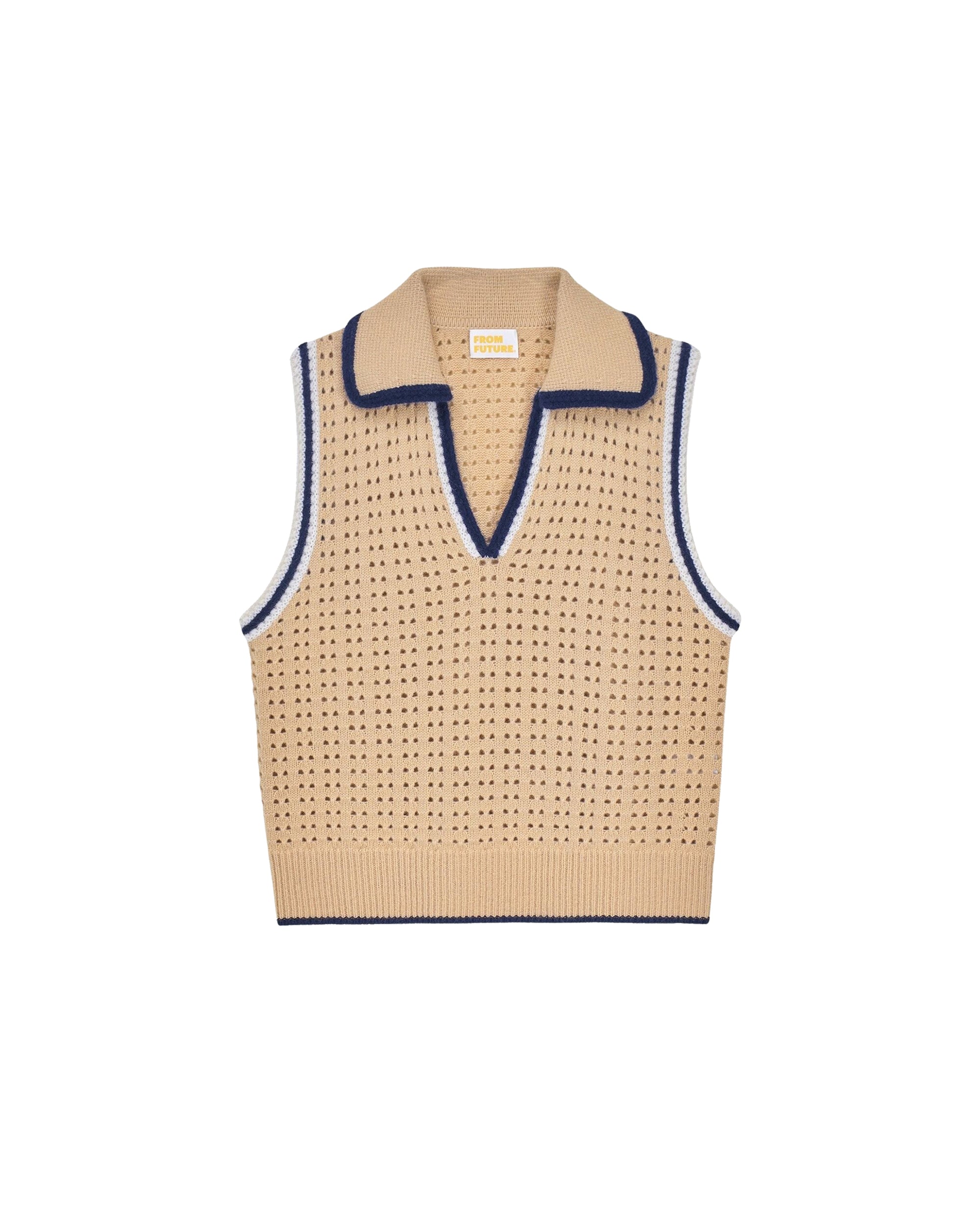 Pull sans manches ajouré en cachemire - Beige