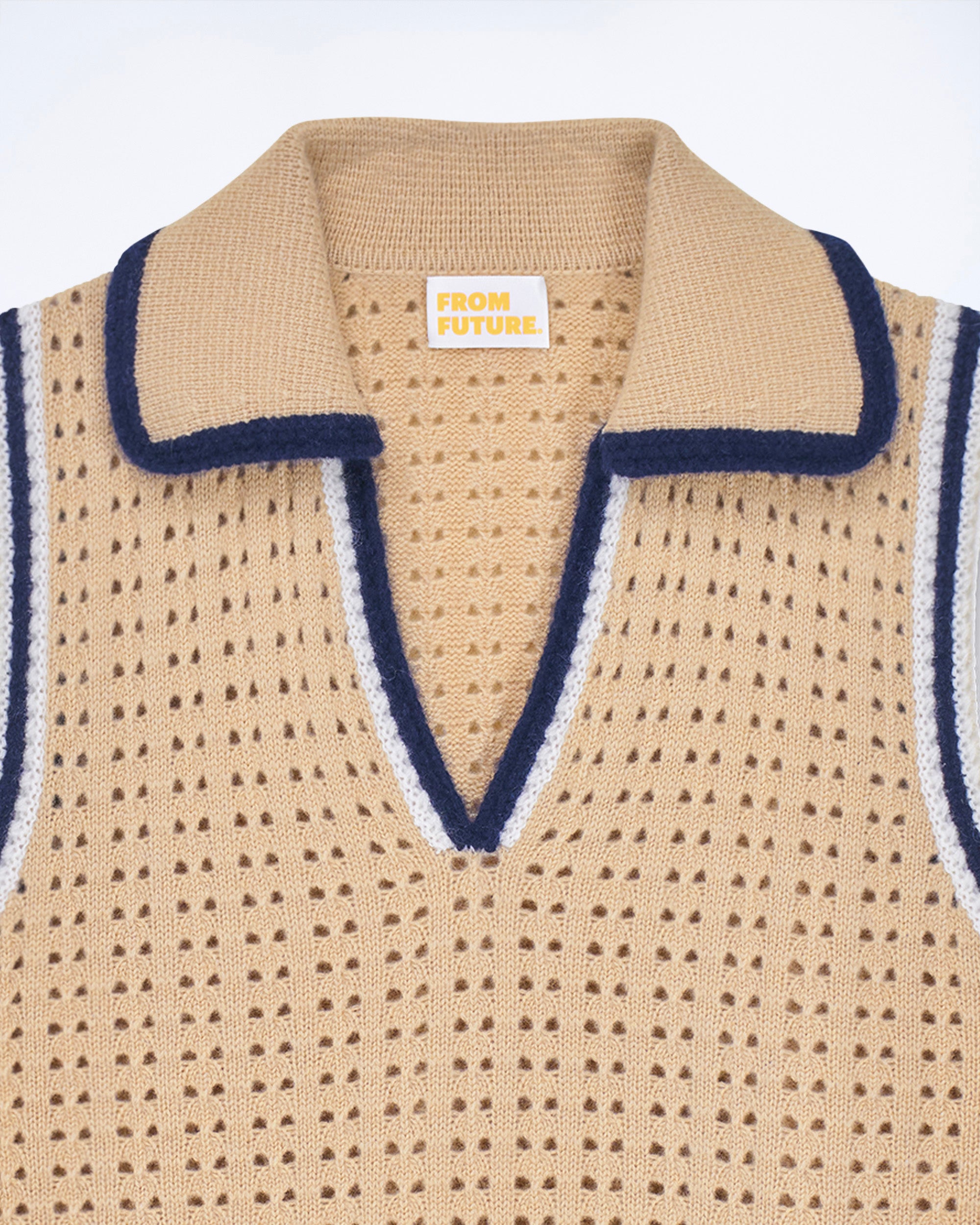 Pull sans manches ajouré en cachemire - Beige