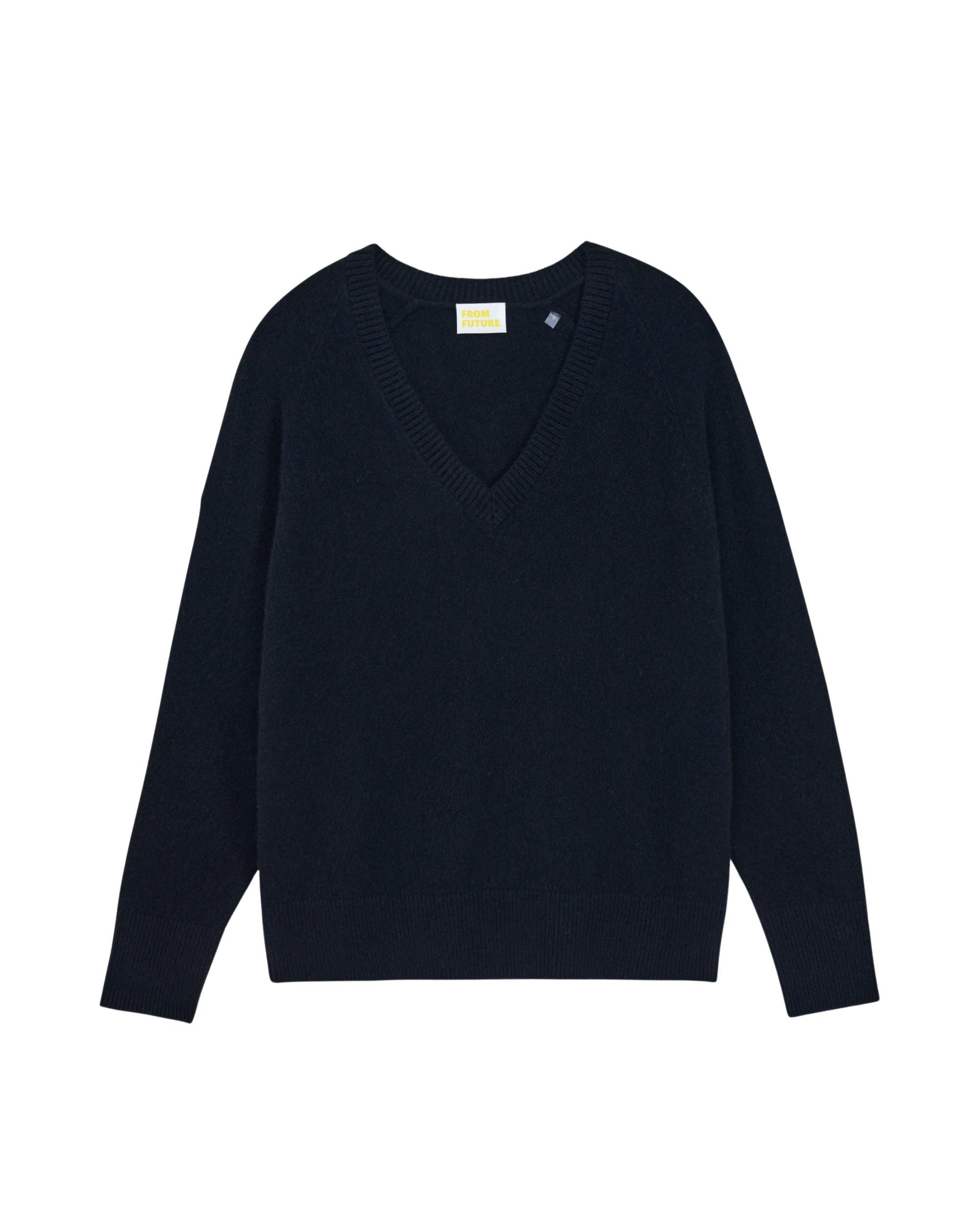 Pull oversize à col V en cachemire - Noir