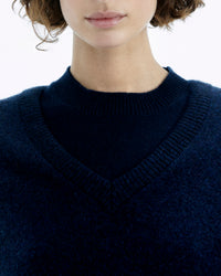 NAVY CHINÉ / NEW / QTY : 7 / Pull Col V Oversize Light - Navy Chiné