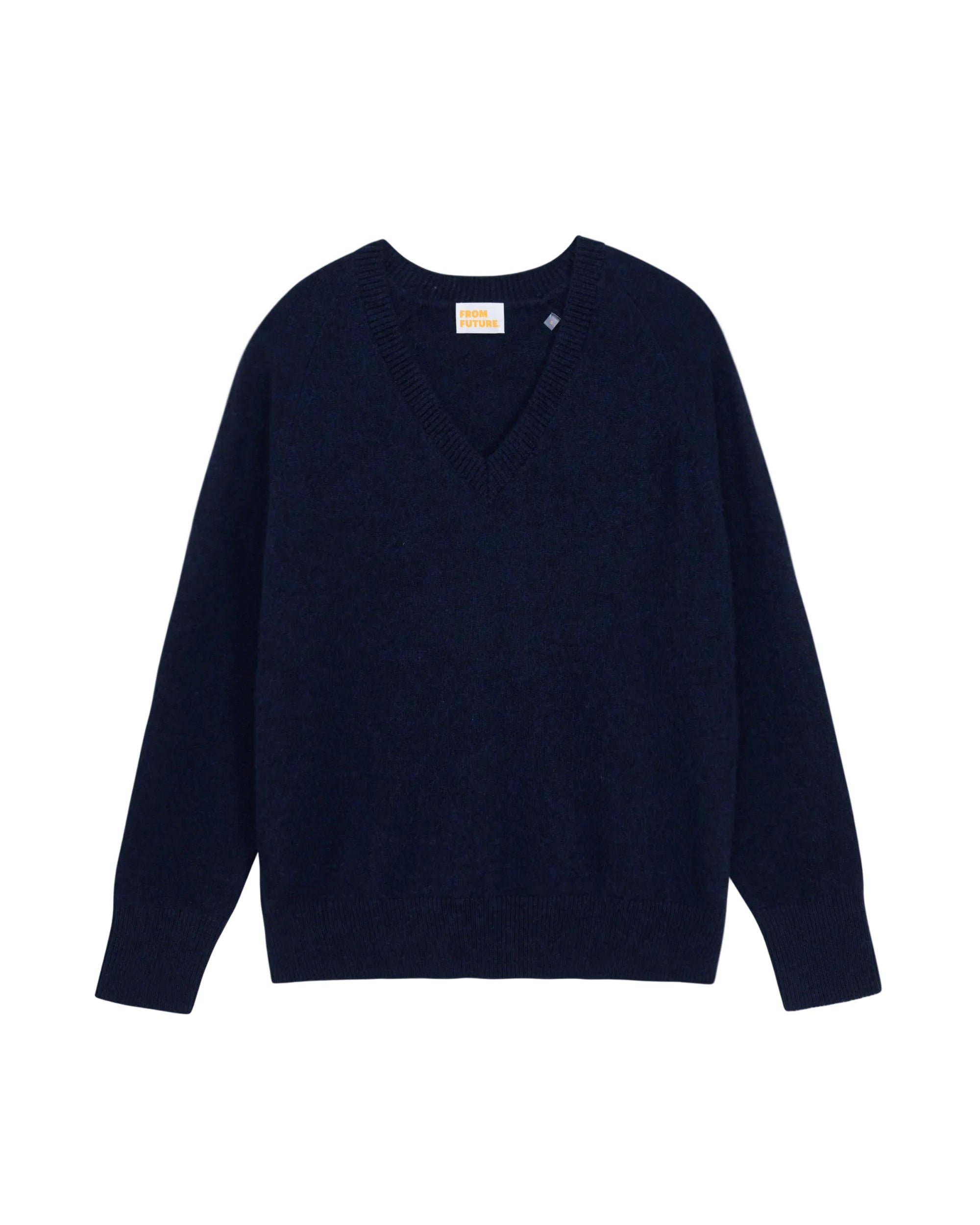 Pull oversize à col V en cachemire - Navy Chiné