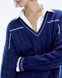 Pull à col V Future en cachemire - College Blue