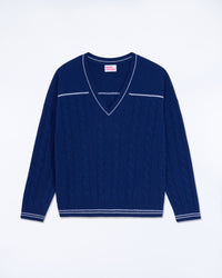 COLLEGE BLUE / NEW / QTY : 2 / Pull Col V Torsades Future - College Blue