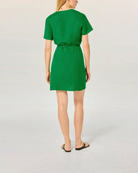 Robe à manches courtes en lin - Tropical Green