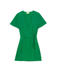 Robe à manches courtes en lin - Tropical Green