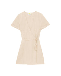 Robe à manches courtes en lin - Beige