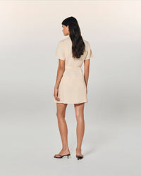 Robe à manches courtes en lin - Beige