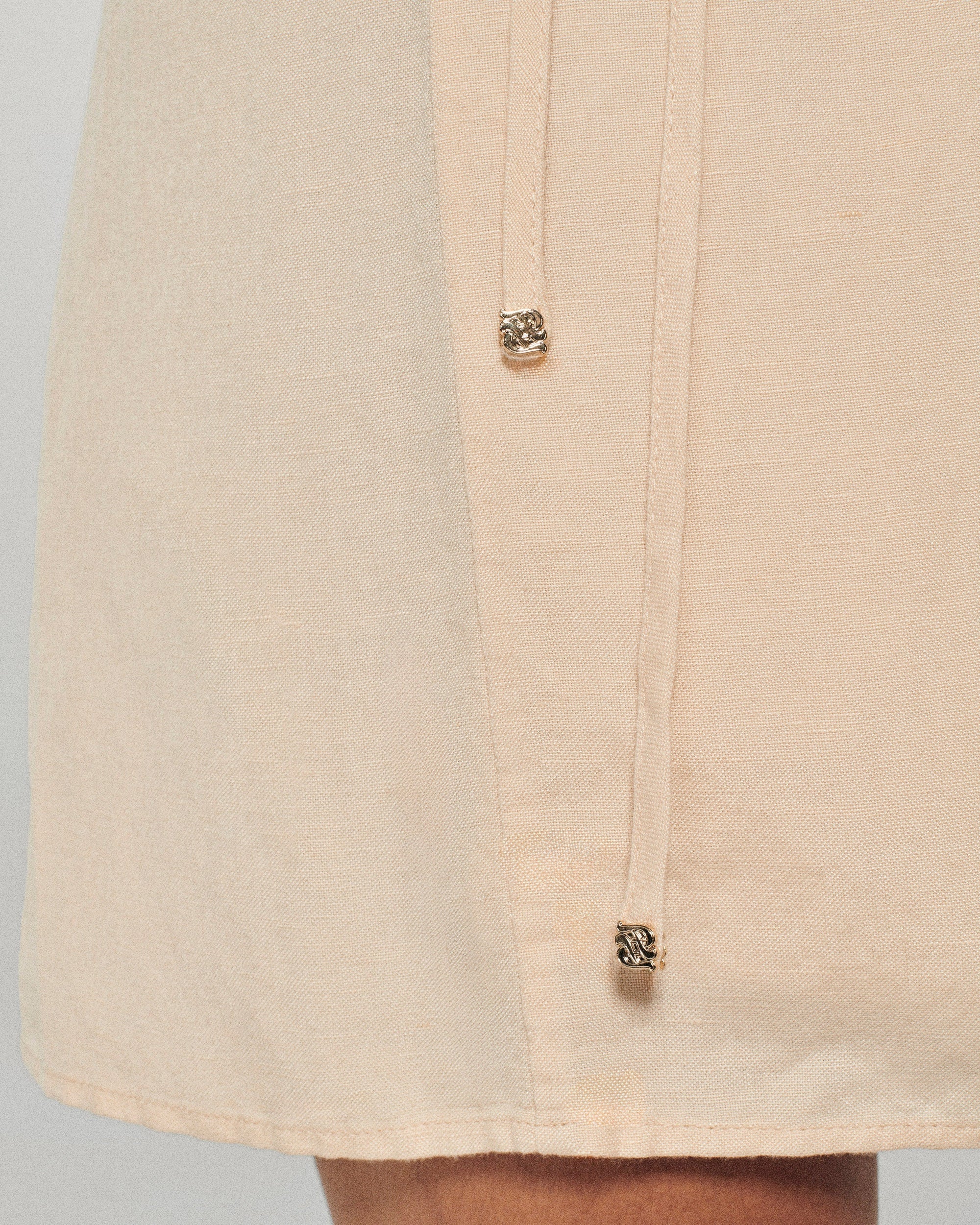 Robe à manches courtes en lin - Beige