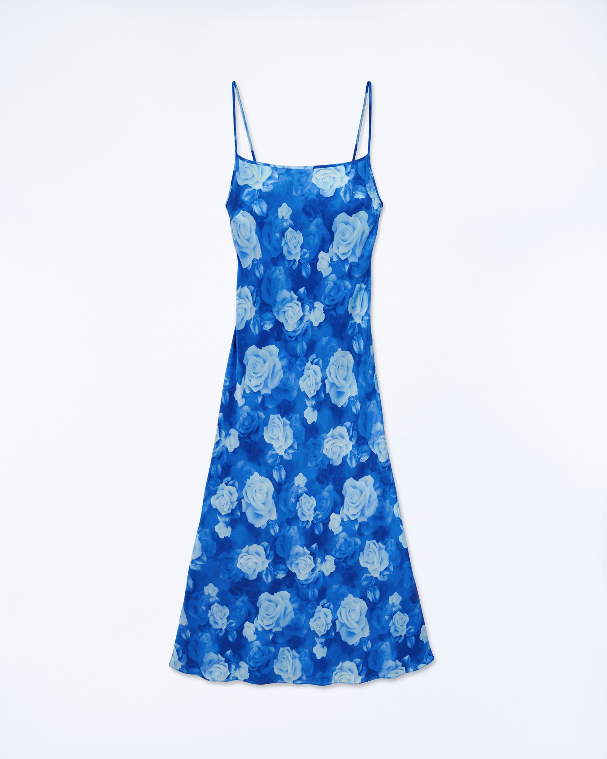 ROMANTIC ROSES BLEU / NEW / QTY : 1 / Robe Longue Bretelle Gisele - Romantic Roses Bleu