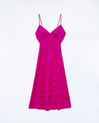 ROSES JACQUARD PINK / NEW / QTY : 2 / Robe Longue Bretelle Gigi - Roses Jacquard Pink