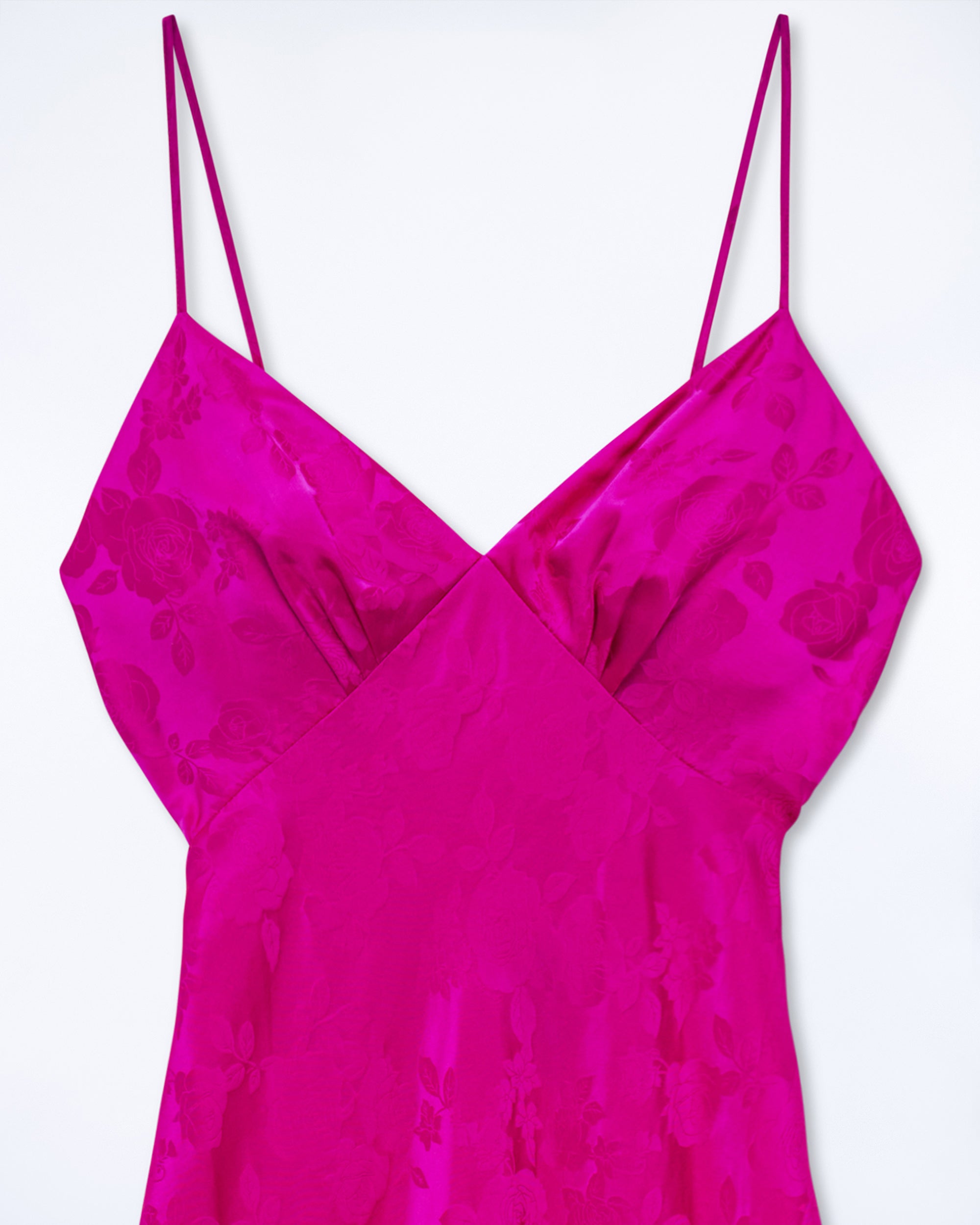ROSES JACQUARD PINK / NEW / QTY : 2 / Robe Longue Bretelle Gigi - Roses Jacquard Pink