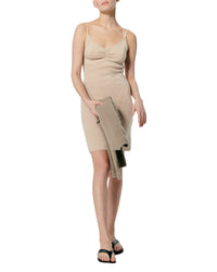 Robe courte à bretelles en cachemire - Beige Chiné