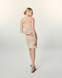 Robe courte à bretelles en cachemire - Beige Chiné