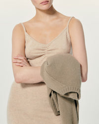 Robe courte à bretelles en cachemire - Beige Chiné
