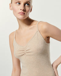 Robe Courte Bretelle  - Beige Chiné