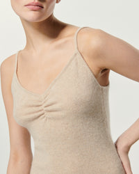 Robe courte à bretelles en cachemire - Beige Chiné