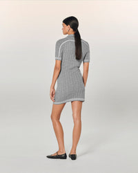 Robe à manches courtes en cachemire - Gris Chiné Foncé
